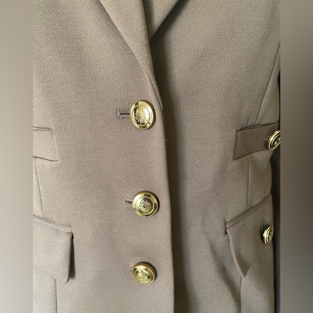 White House Black Market Tan Blazer with Gold Buttons - Picture 3 of 7